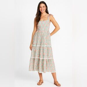 Chalets Elegant Floral Tiered Midi Dress NWT!!